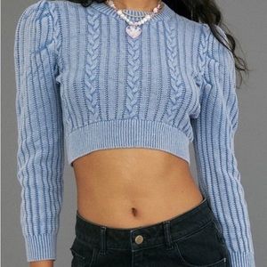Urban Outfitters Baby Blue Cropped Puffed Long Sleeve: Size Small